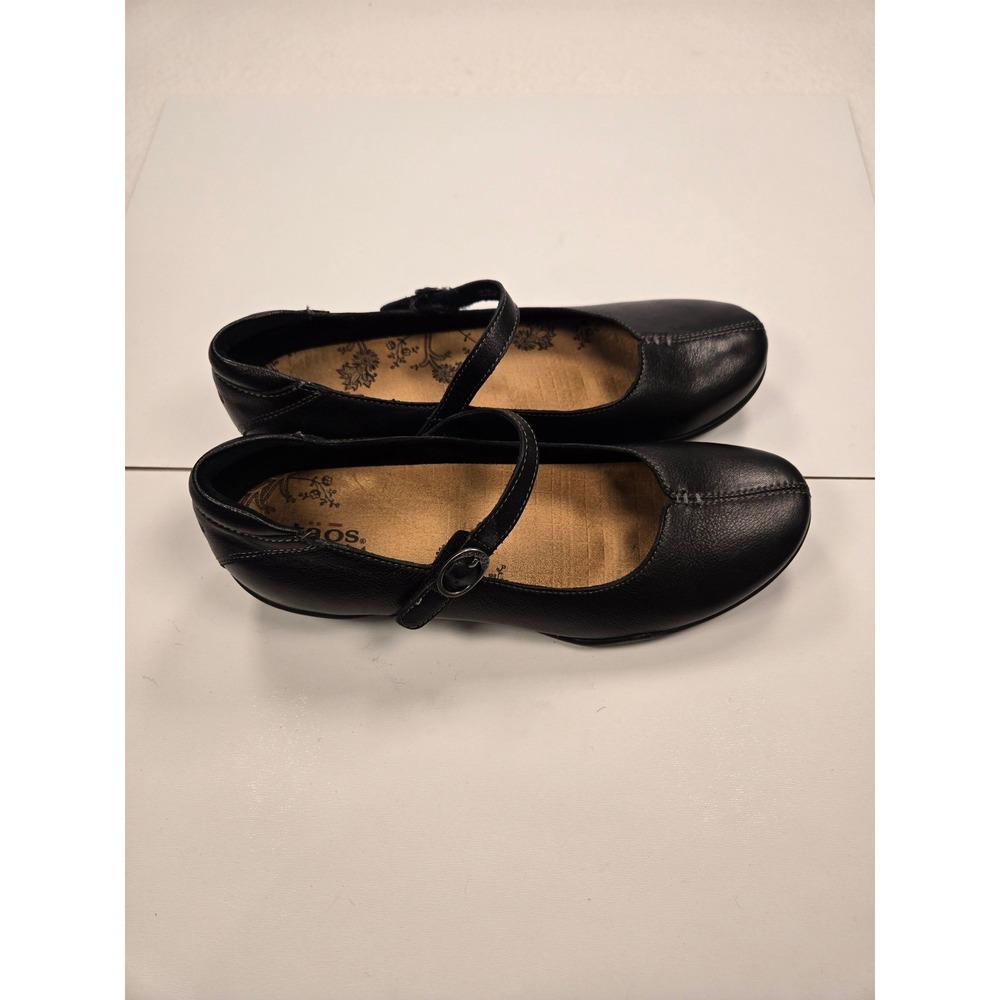 Taos Mary Jane Black Leather Buckle Strap Flats Comfort Shoes Womens 8.5 EU 39 - Picture 4 of 7